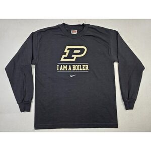 Vintage Team Nike Purdue University Black Long Sleeve I Am A Boiler‎ Youth XL